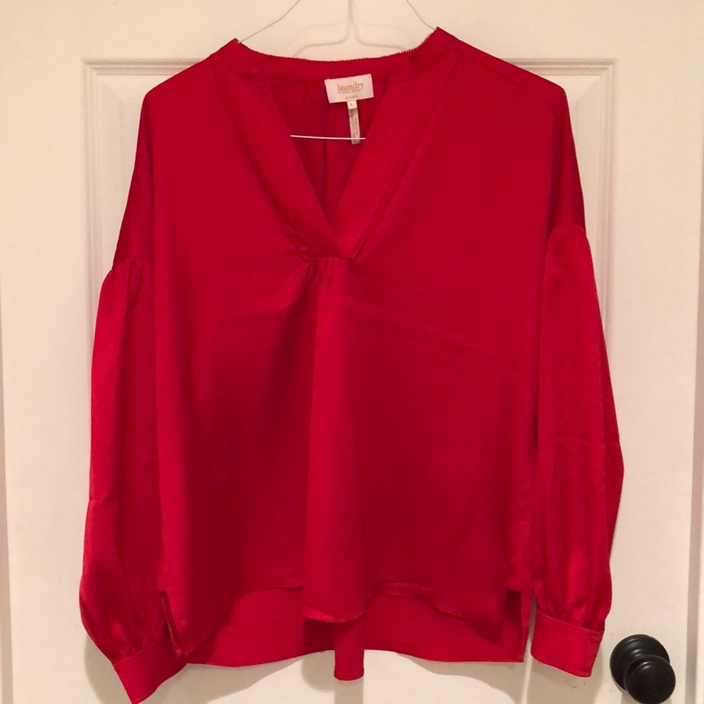 Laundry by Shelli Segal red blouse Large goji berry. Also have Medium available